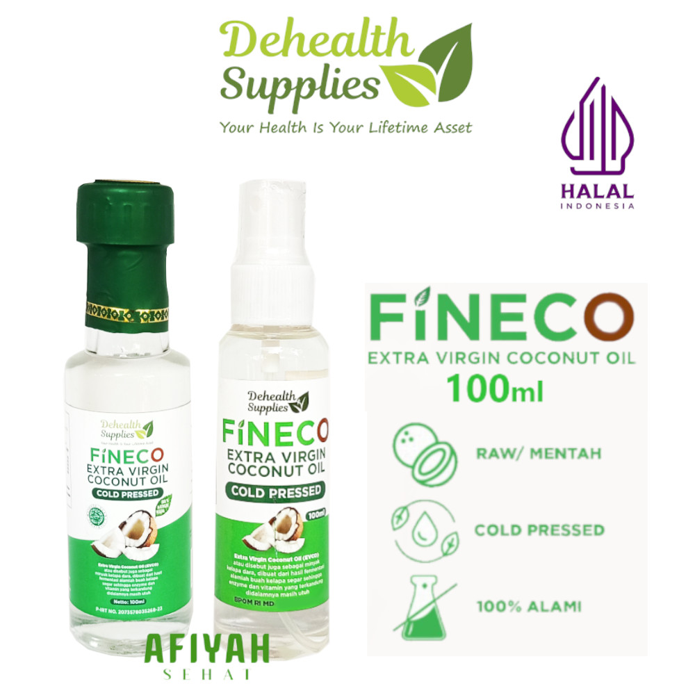 

FINECO Dehealth Supplies 100 ml Botol Kaca & Plastik Extra Virgin Coconut Oil (EVCO) Murni dan Alami