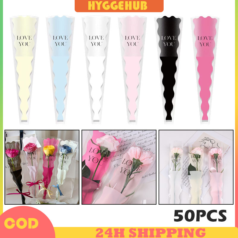 

50pcs Plastik Untuk Bunga Mawar 1 Tangkai/Flower Wrapping Clear Florist Cellophane
