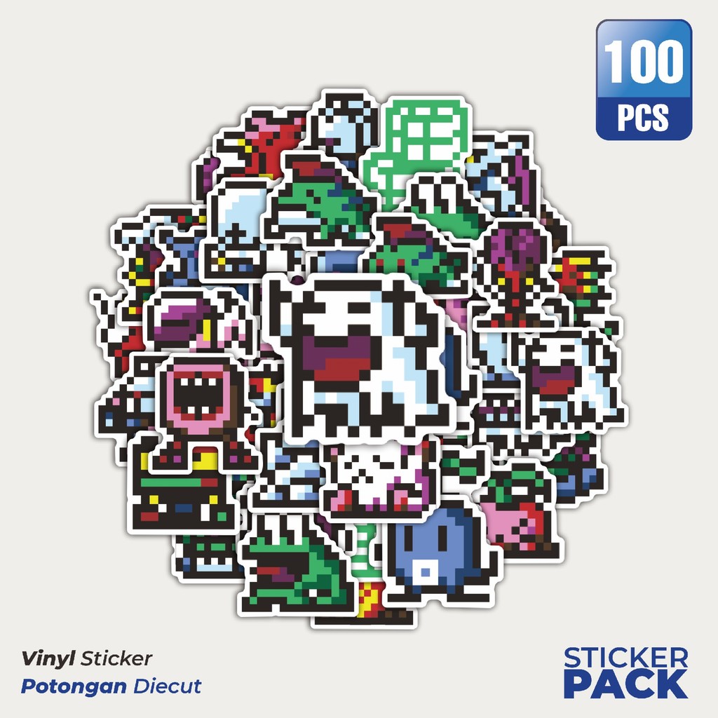 

100 PCS STIKER Stiker Pixel Digimon V24 Waterproof Aesthetic- Untuk Laptop, Motor, dan Helm - Paper Stationery Pack