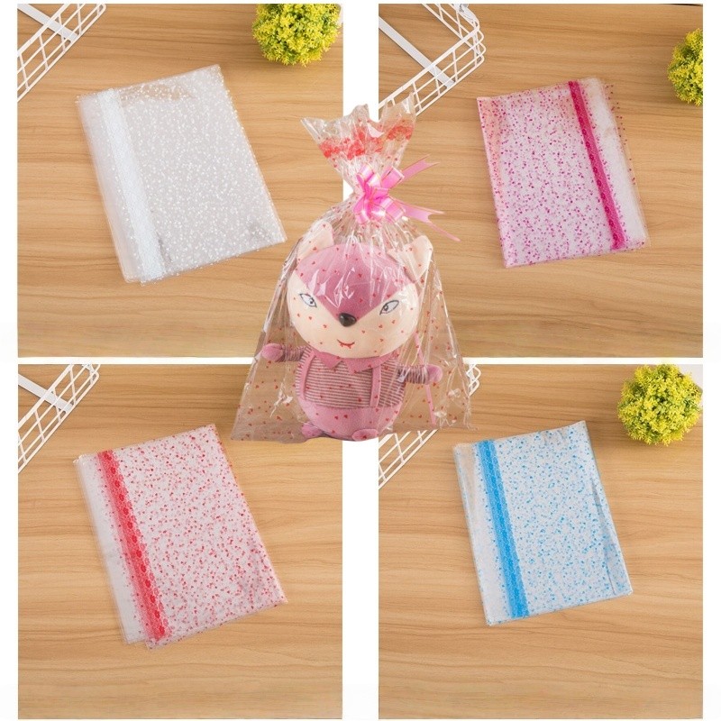 

20/30/50pcs love transparent cellophane packaging bag with colorful bow, holiday party birthday gift gift packaging