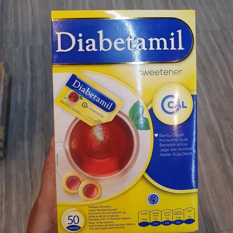 

Diabetamil Sweetener Pemanis Zero Calories ( 50 sachets ) Pencegah Konsumsi Gula Berlebih