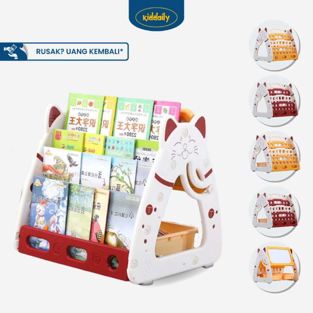 

NEW KIDDAILY Rak Buku Anak Dengan Papan Tulis Bentuk Kucing 4 Tingkat Rak Buku Buku Kids Bookshelves PREMIUM