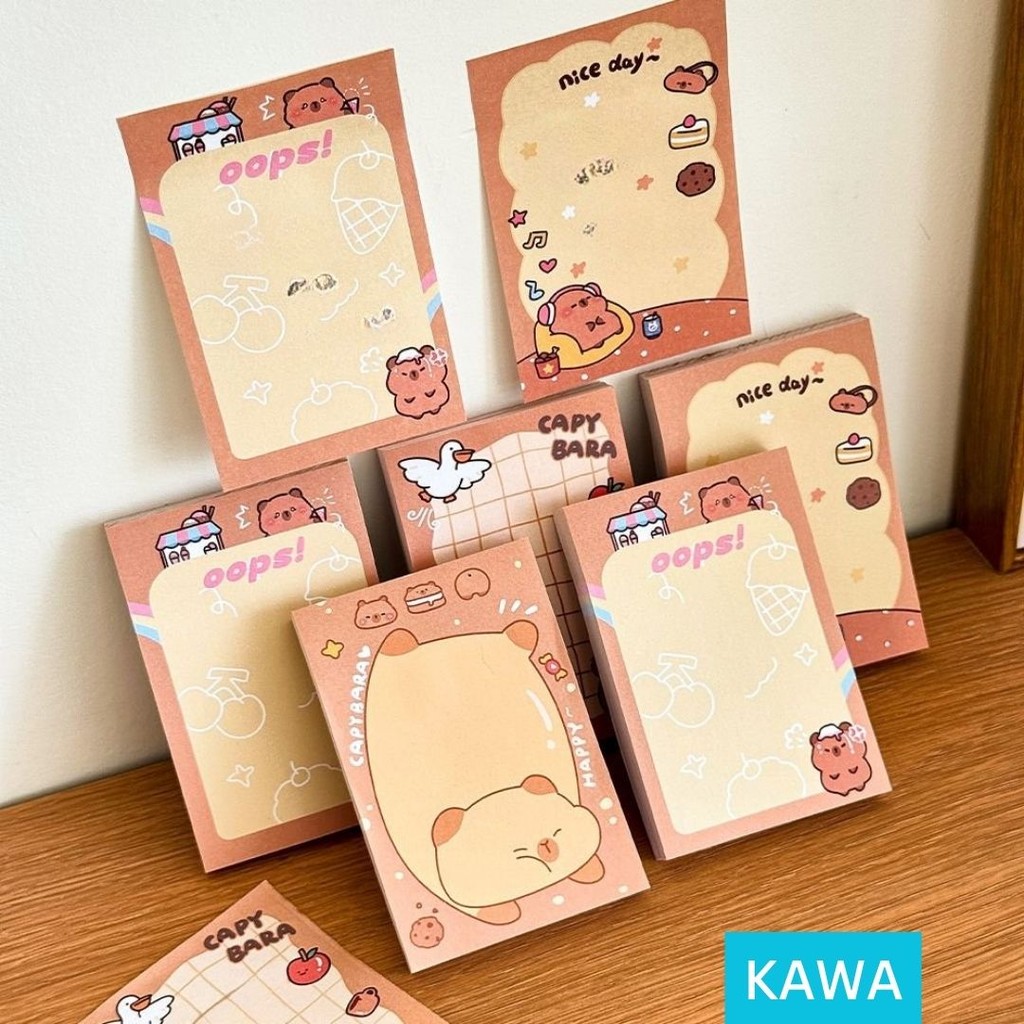 

KAWA Memo Tempel Capybara 50 Lembar Sticky Notes Lucu Kawaii Random 6x9cm Stick Note Catatan Tempel