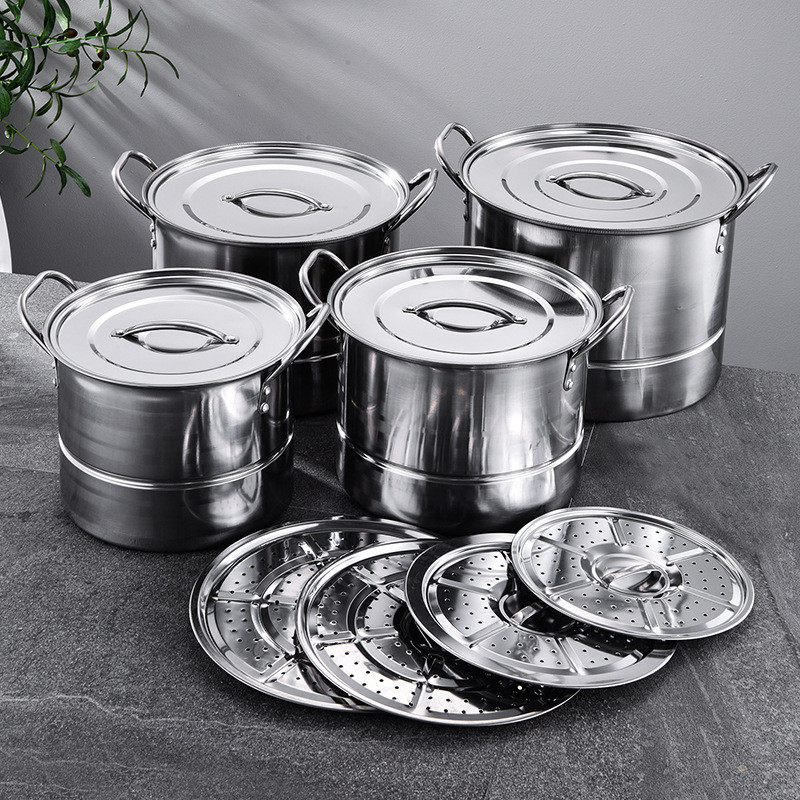 Panci Dandang Stainless Steel Tebal Panci Bakso Stockpot Panci Kukus Panci Besar