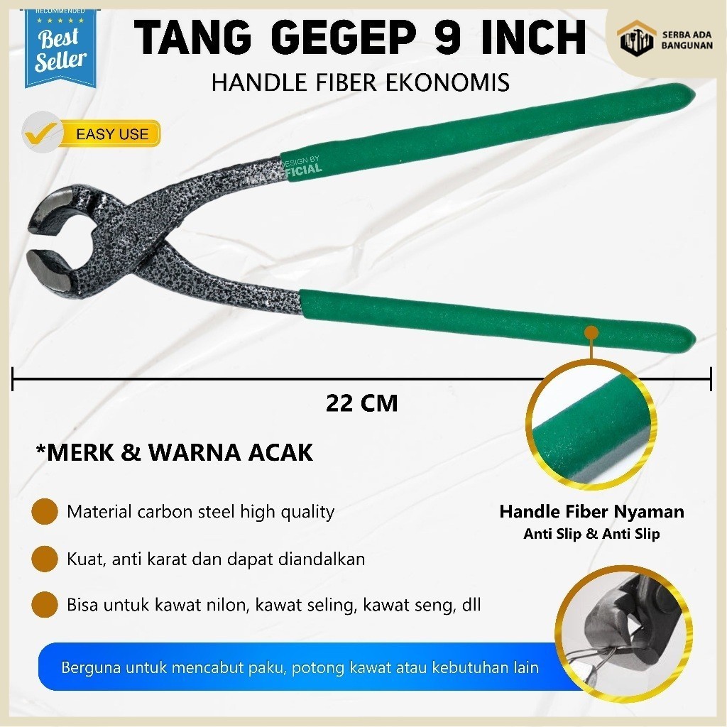 SAB MURAH Tang Gegep Kakak Tua Pemotong Kawat Gagang Karet MURAH 9" / Tang Gegep / Kakaktua / pemoto
