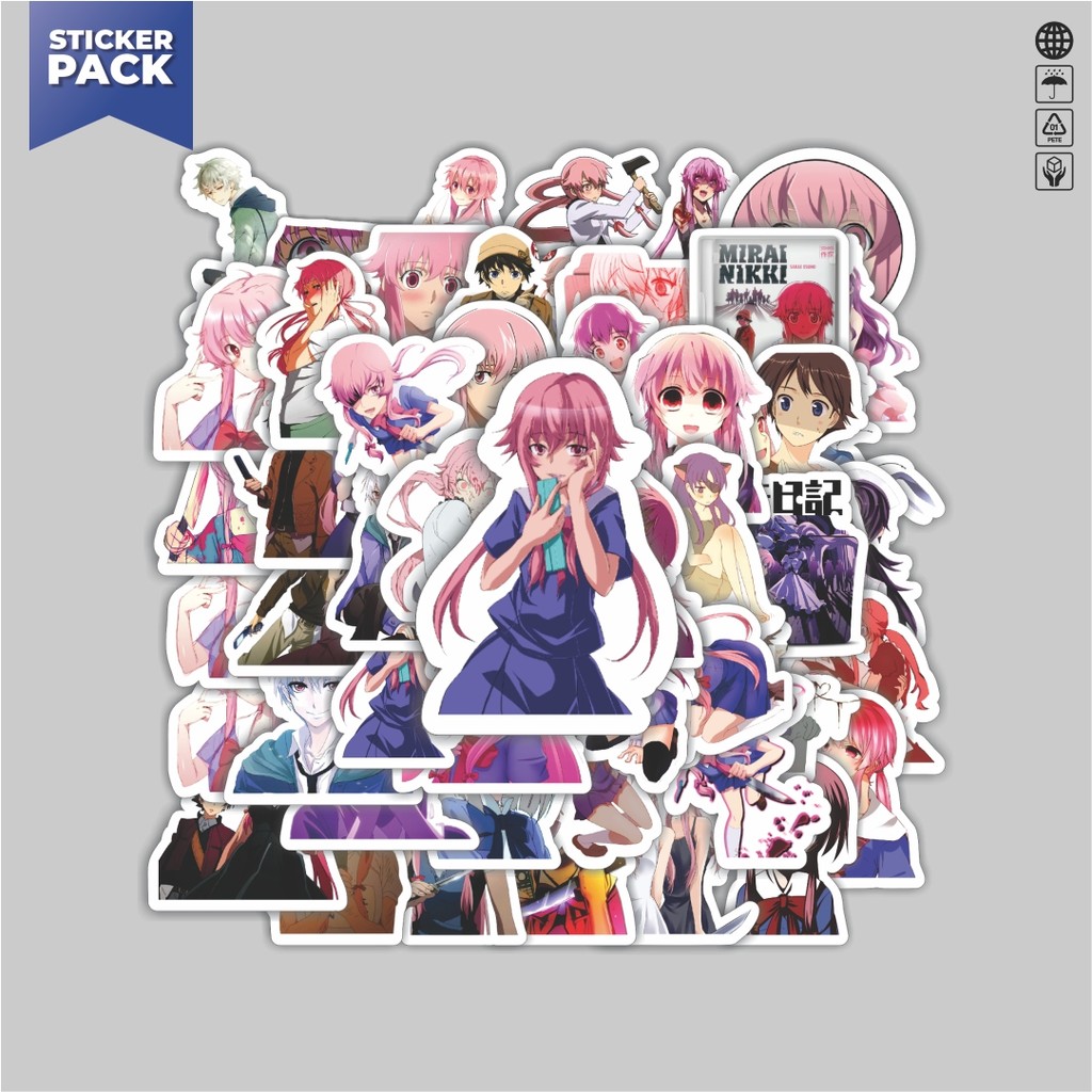

[100PCS]Stiker Pack Stiker Anime Series Mirai Nikki Karakter Mix 1 Aesthetic Vinyl Anti Air Dekorasi Sticker Laptop Buku Journal Koper Helm Casing HP Gitar Helm Skateboard