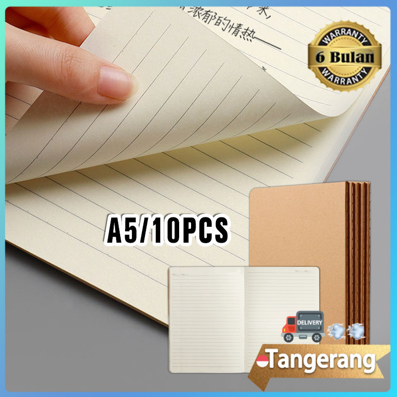 

10pcs Buku Tulis A5 72 Lembar Sampul Coklat Buku Tulis Jurnal Note Book