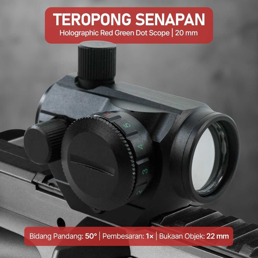 Kekeran Teropong Senapan Holographic Red Green Dot Scope 20mm| Lingkup Senapan Holografik Lingkup