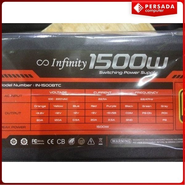 Power Supply Infinity 1500W 80+ Gold - PSU Bitcoin 1500W - PSU Mining