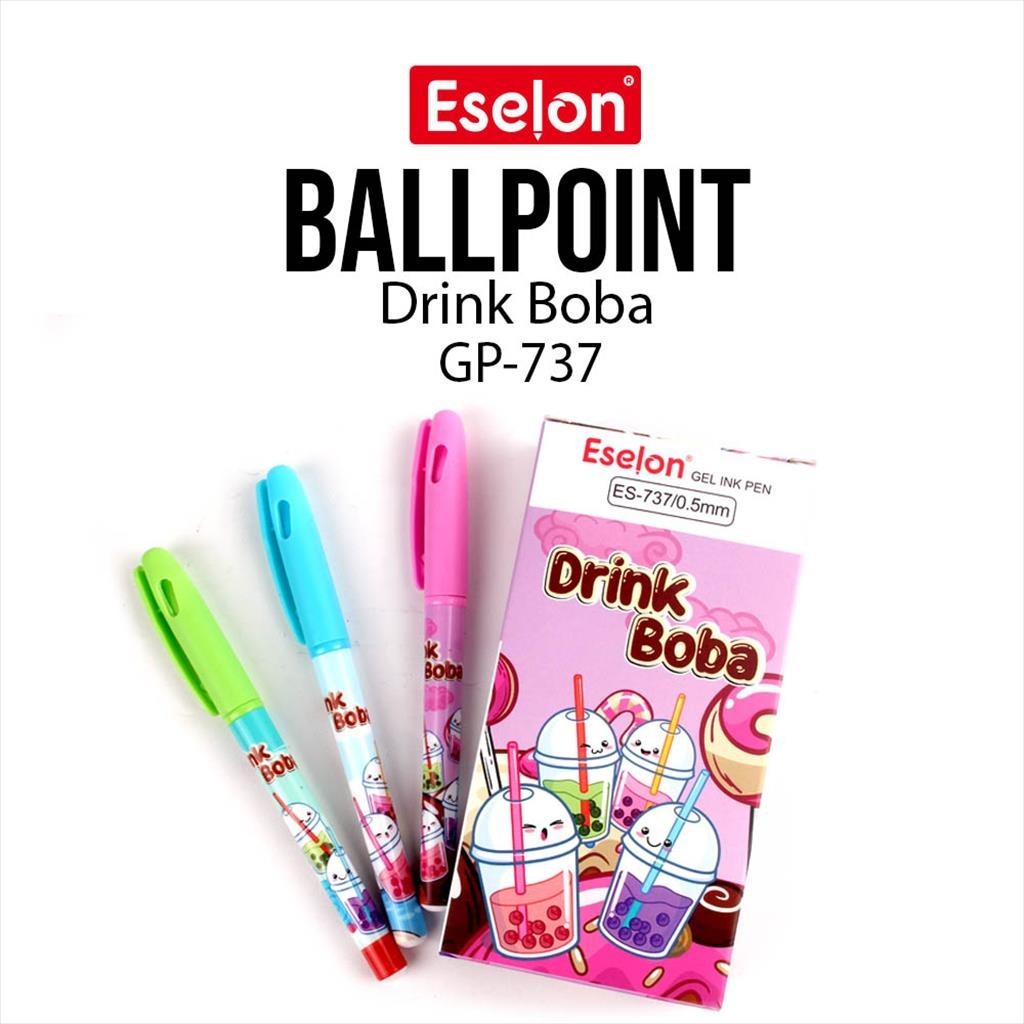 

[ES.JKT] 12pcs Pulpen Gel Boba Drink 737 / 1pack Pulpen Gel Fancy