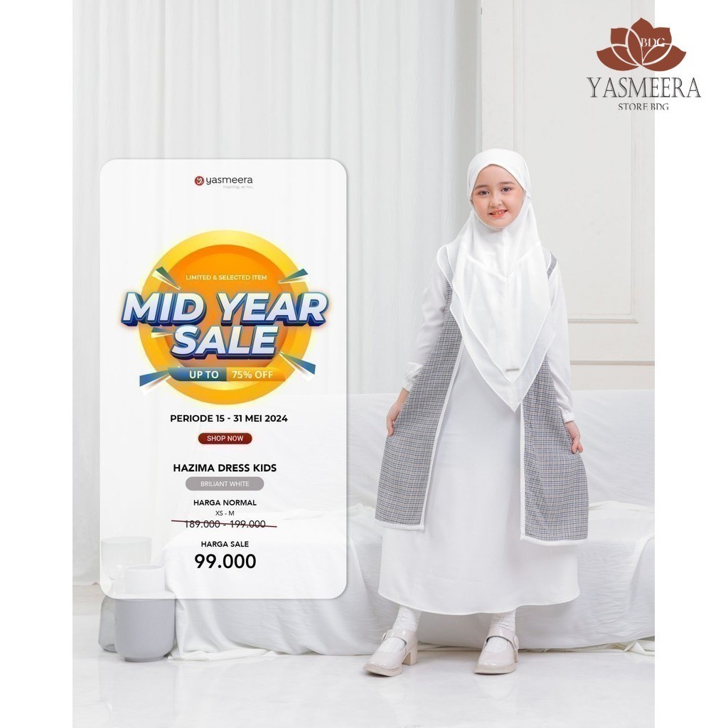 Yasmeerastore.bdg Yasmeera Gamis Hazima kids/Gamis Anak Yasmeera Hazima original Original