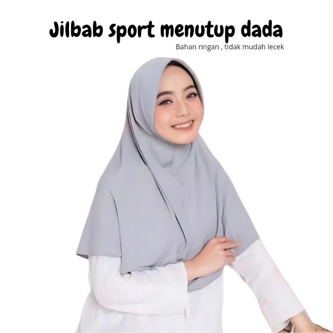 Jilbab Sport menutup dada olahraga instan - Silver