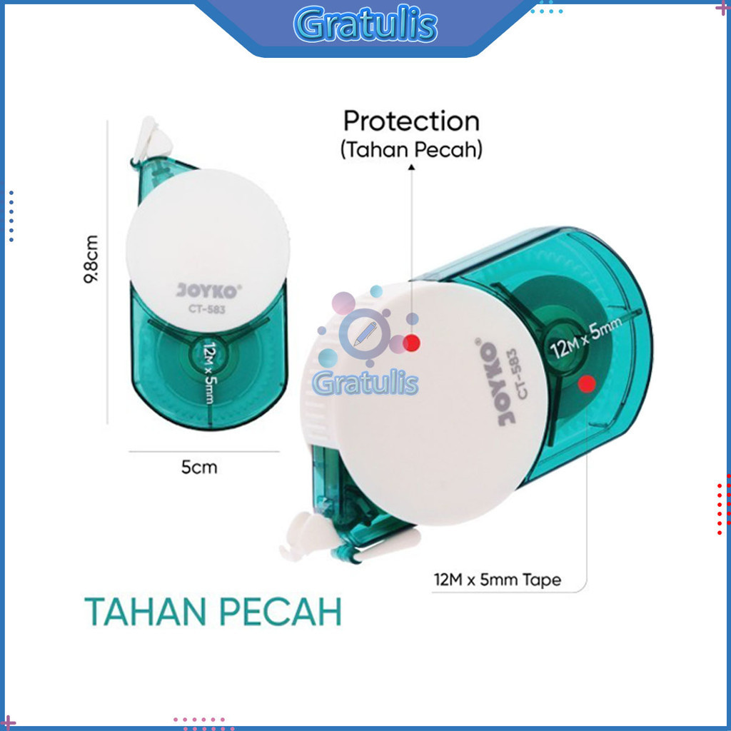 

CORRECTION TAPE JOYKO STRONG CT-583 / PITA KOREKSI TULISAN / PERALATAN SEKOLAH / TIP EX KERTAS ROLL / PENGHAPUS PULPEN