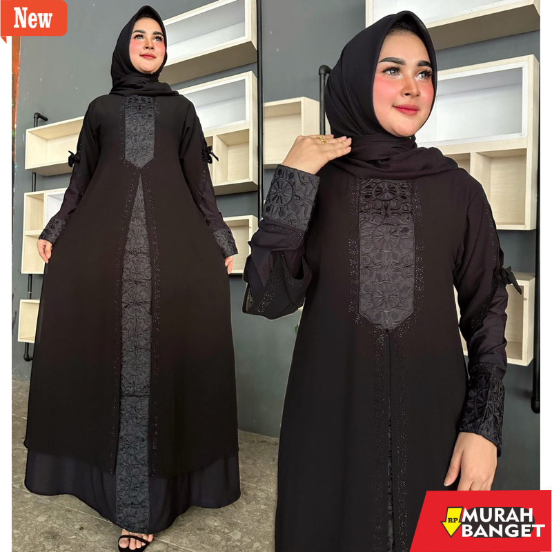 abaya shopee haul 2024 GAMIS ABAYA TURKEY FULL HITAM BORDIR TURKI PAYET SWAROVSKI MEWAH TERBARU