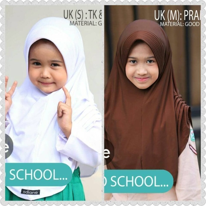 Hijab Kerudung Anak Sekolah Size M Ori Adiane