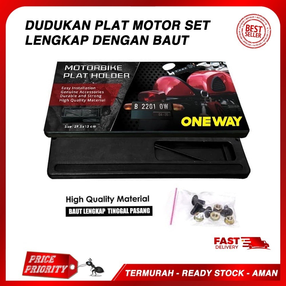 OneWay Dudukan Tatakan Frame Tempat Plat Nomor Motor Astra Terbaru Termasuk Baut Pemasangan SET UNIV