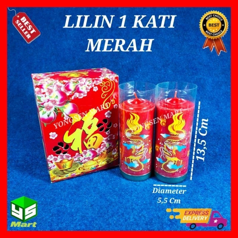 Lilin merah jumbo polos / lilin ibadah sembahyang 1 kati 2 pcs