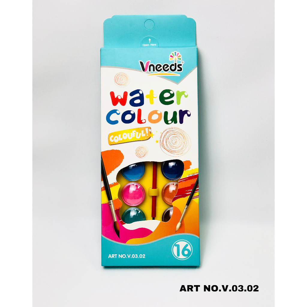 

Water Colour Mini Impor Vneeds 16 Warna Aquarelle 16 Color Vneeds #V0302 Cat Air Paint Cake + Kuas - SHABQ