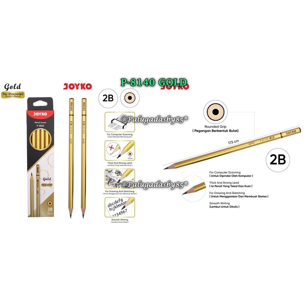 

(1 Biji) GROSIR Pensil Joyko P-8140 Gold / Pencil Pensil Joyko P-8140 Gold 2B
