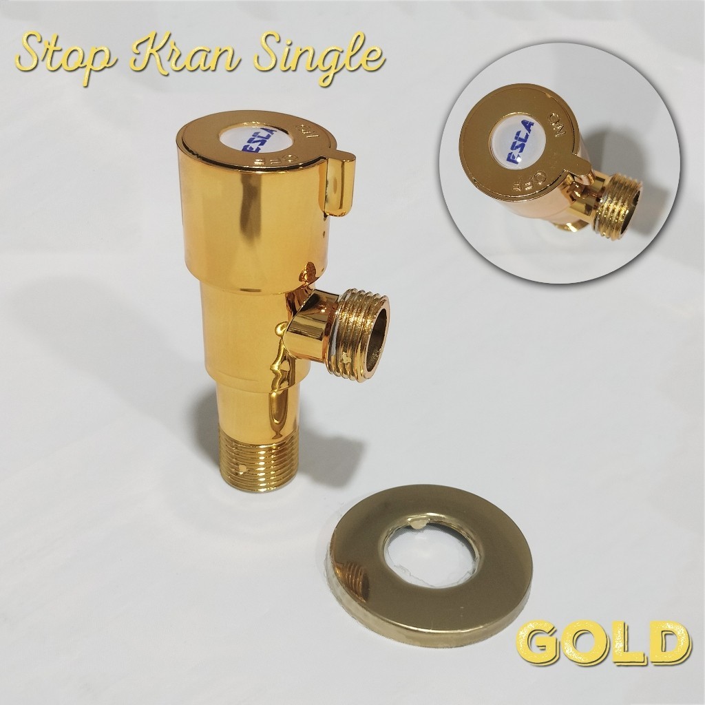 AJM Stop Kran Air 1/2 Single Double Stop Kran Cabang Hitam Gold