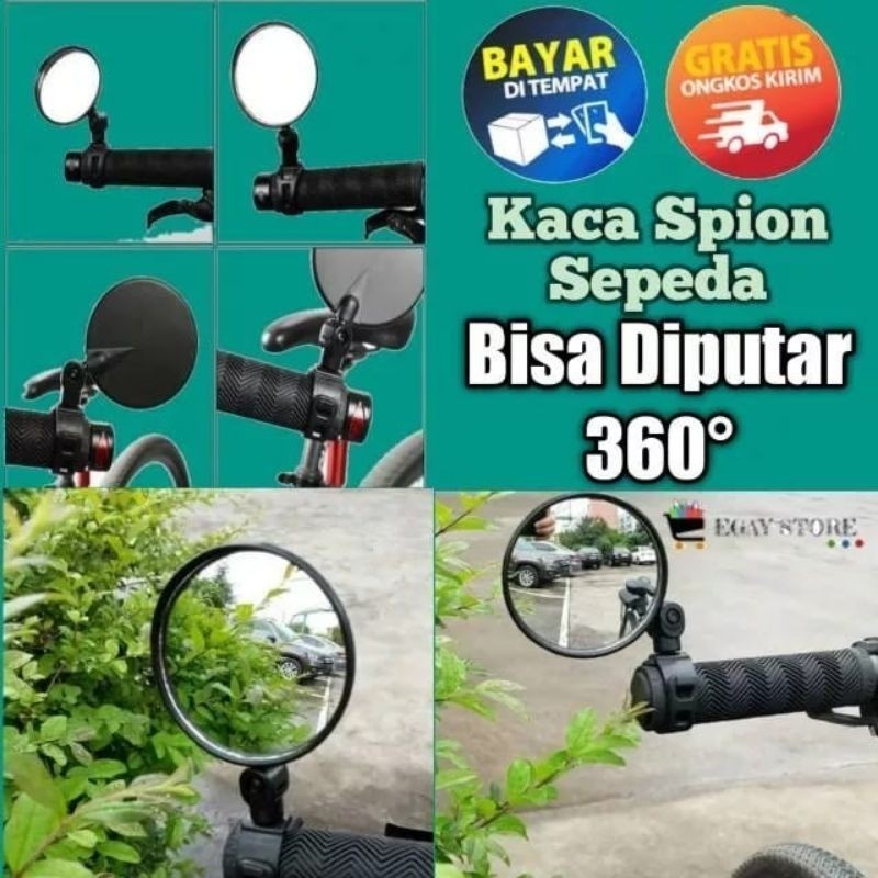 [ DELSER MOTOR ] KACA SPION BULAT HITAM SEPEDA / MOTOR STANG ADJUSTABLE BLIND SPOT MIRROR HANDLE MOT