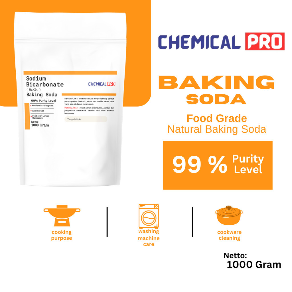 

Baking Soda Sodium Bicarbonate Food Grade Soda Kue Pembersih Peralatan Masak 1000 gr - Chemical Pro