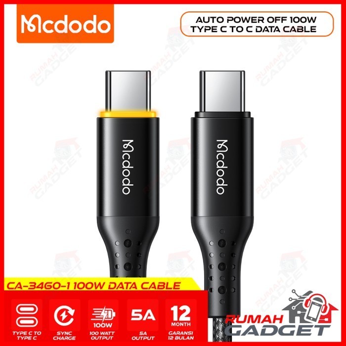 MCDODO - CA-3460 / CA-3461 - Fast Charging Cable - 100W Type C to Type C - 100W Auto Power Off