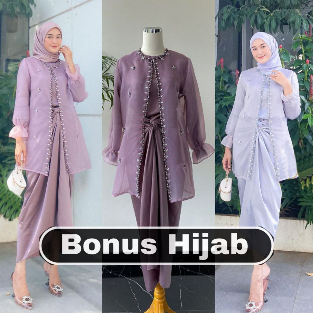 YT63ED (ADA JUMBO) ONESET JEMMA ORGANZA PREMIUM OUTFIT KONDANGAN SETELAN ROK LILIT | SETELAN OUTER I