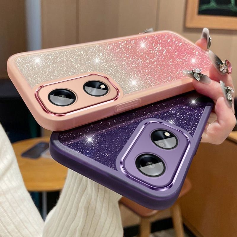 For OPPO A98 5G / OPPO A96 4G Case Casing Luxury Gradient Glitter Cute Bling Full Camera Lens Protec