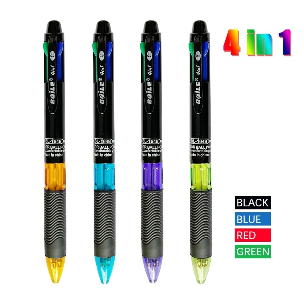 

4pcs/set Creative 4 in 1 Multicolour Ballpoint Pen 0.7mm Black Blue Red Green Ball Pen Office School Marking Pen Cute Stationery
