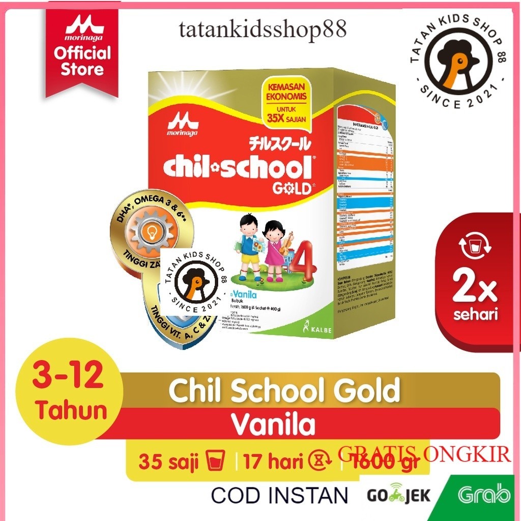 

Morinaga Chil School Gold Vanila Madu 1600g Susu Formula Pertumbuhan Anak Usia 3 Sampai 12 Tahun