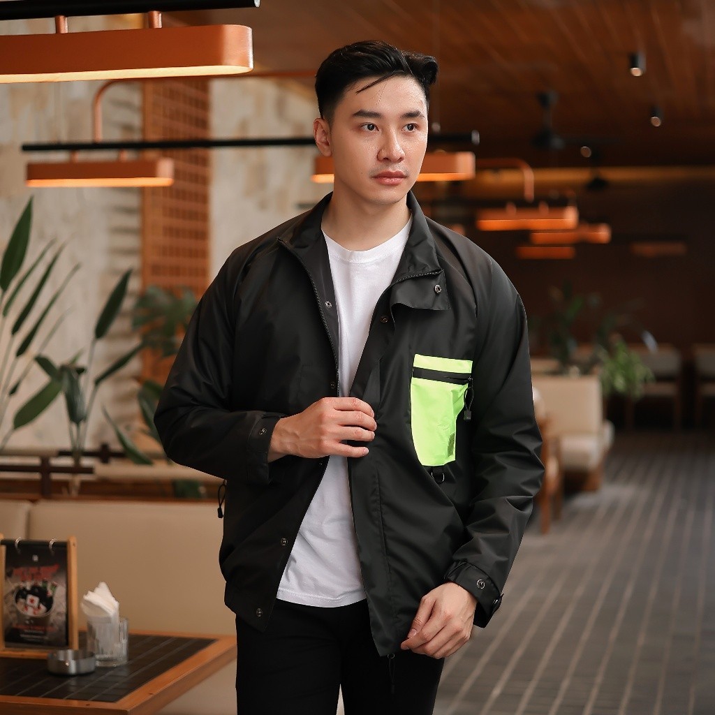 Delibra X Junkiepromise Jaket Windbreaker Black Light Green / Jaket techwear / Jaket Anti Air / Jake