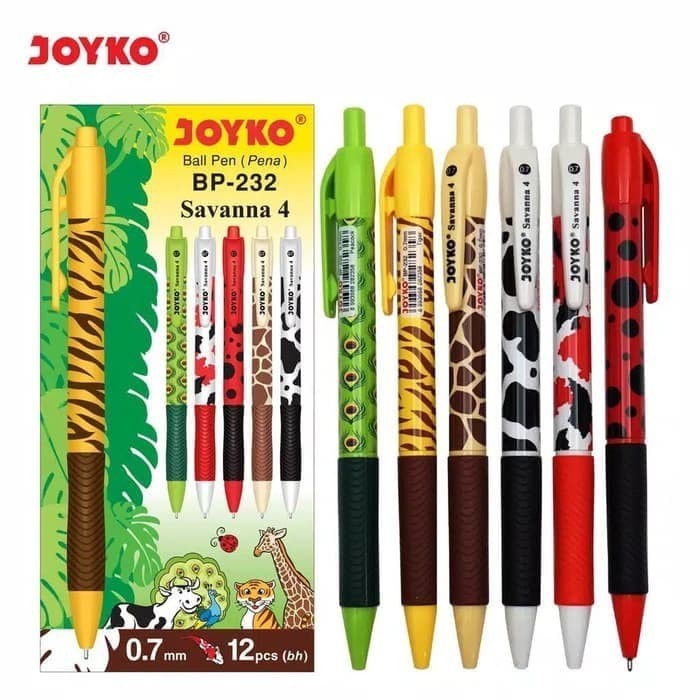 

promo ✨ -Ball Pen Pulpen Pena Joyko BP-232 Savanna 4 0.7 mm 1 Box 12 Pcs