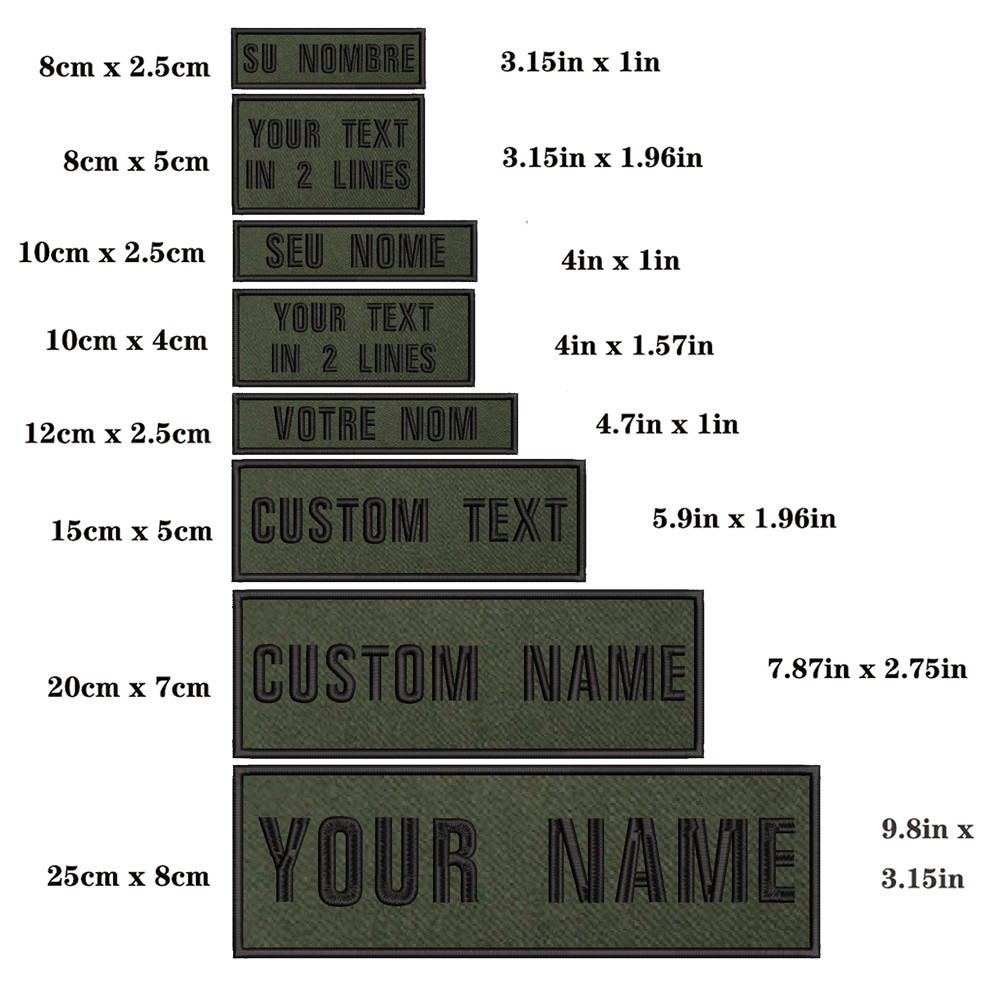 

1PC Custom Personalized Name number Patch Stripes Badge tags chevrons Armband Iron On Or Hook Loop embroidered Army green