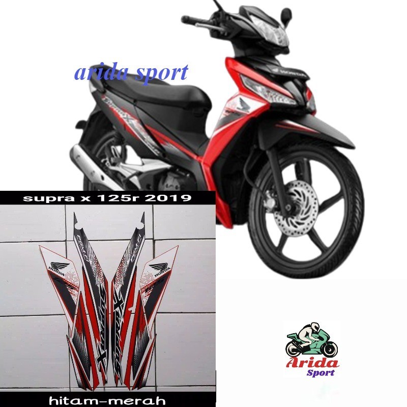Striping stiker lis motor honda supra x 125 fi thn 2019 2020 2021 hitam merah doff berkualitas