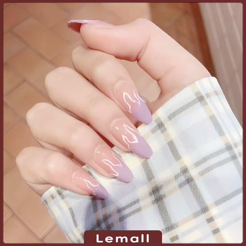 1 Set Kuku Palsu + Lem Fake Nail api ungu