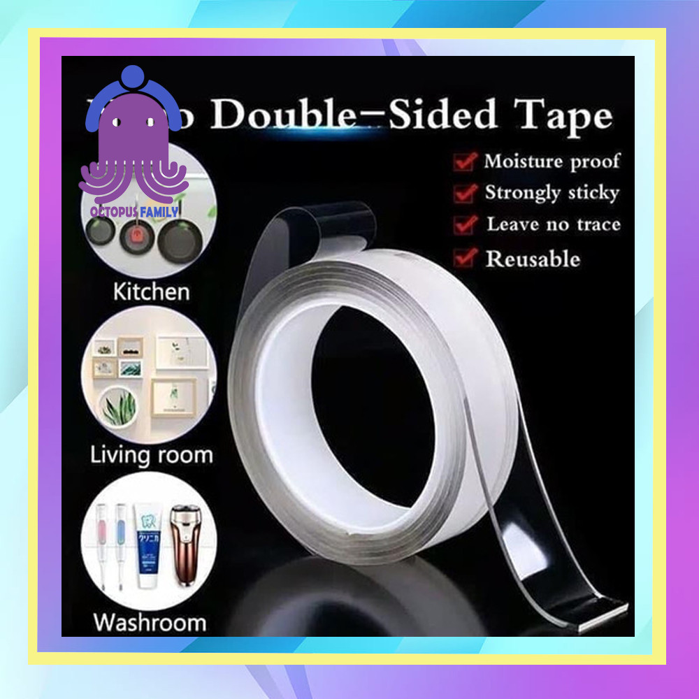 

1M Nano Double Tape Lakban Perekat Double Tape Lem Nano Tape Panjang 1meter by Octopus Family
