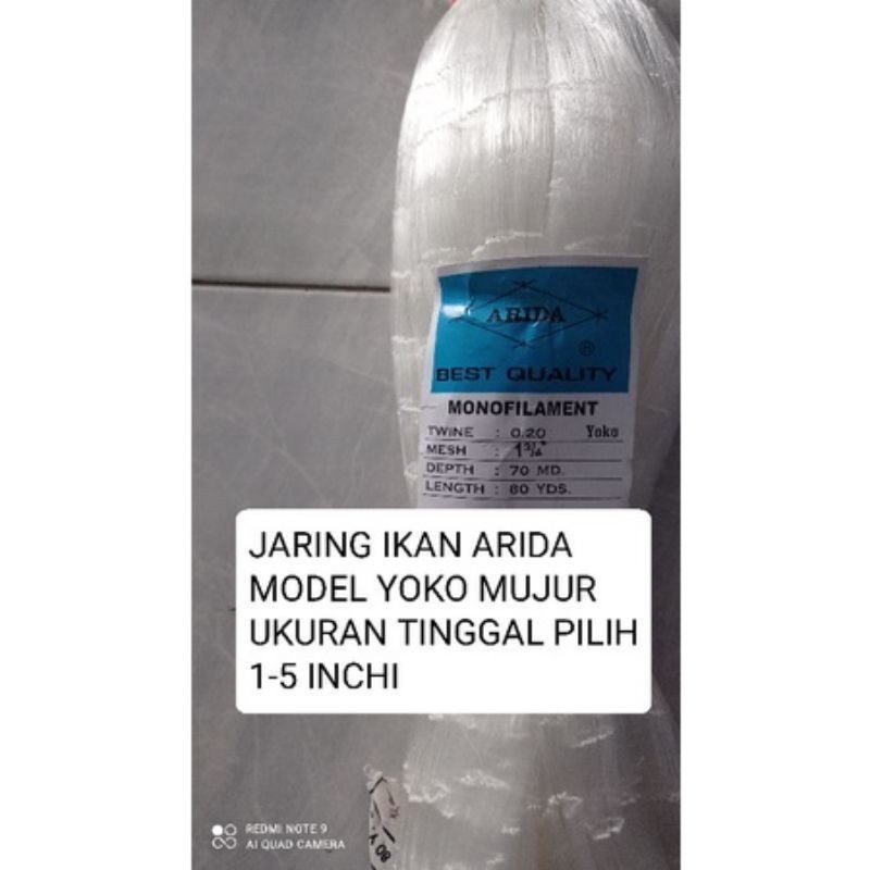 WD45TB jaring ikan arida 0.20 70md/80yds yoko ukuran 1 inch - 5 inch jaring arida