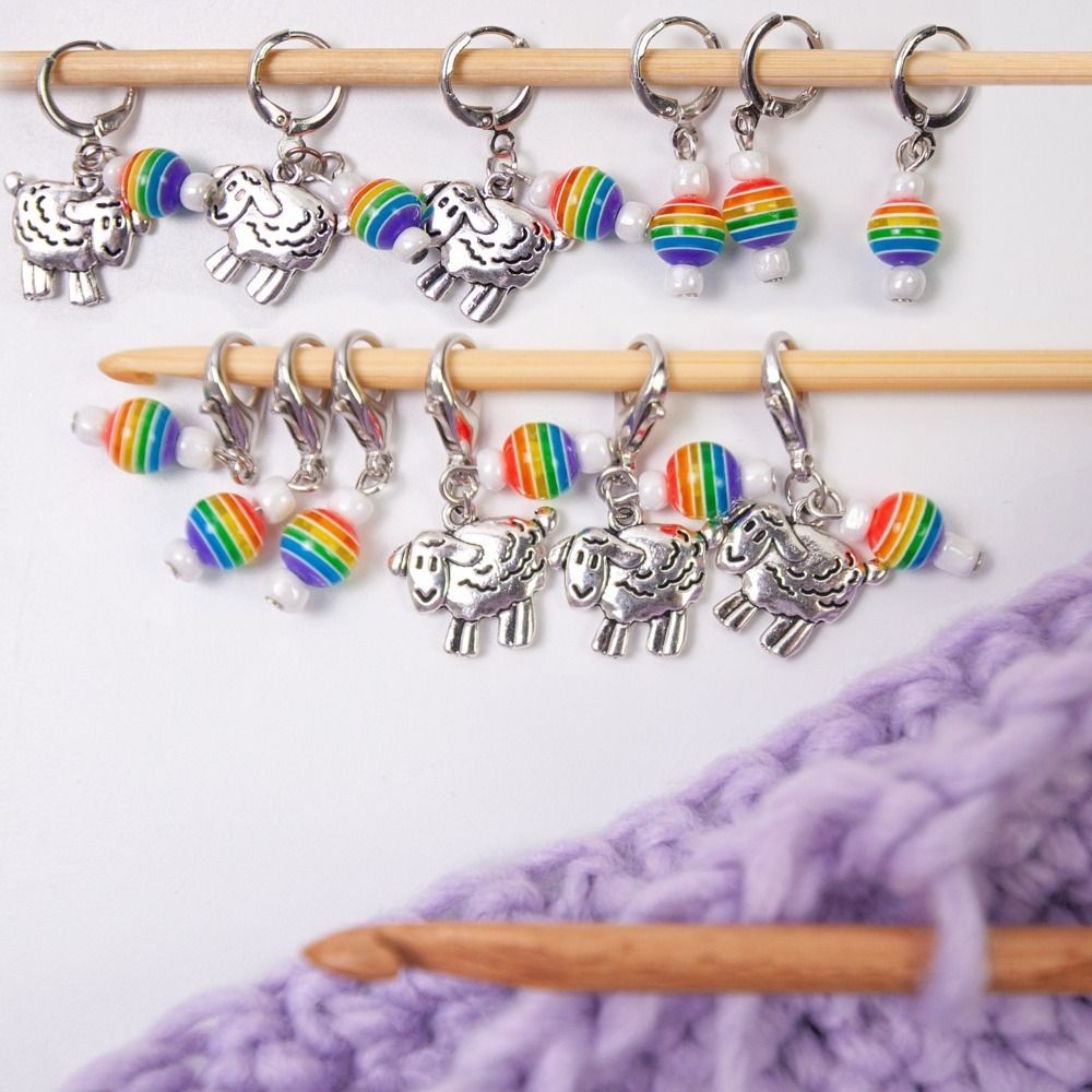 

DIY Craft Marker Tools Metal Knitting Stitch Markers Rainbow Lamb Locking Ring Knitting Markers Sewing Supplies Stitch Lock
