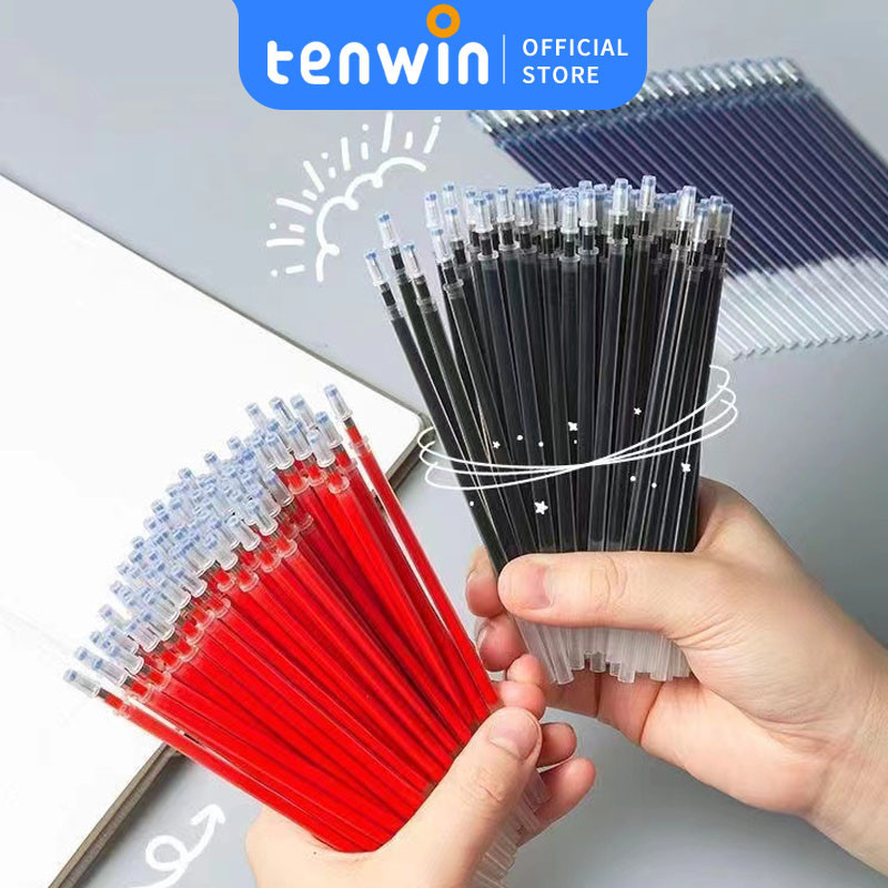 

Pen netral 0,5 tip halus penuh Pen air hitam refill Pen warna biru merah perlengkapan kantor dapat dihapus-tenwin offica