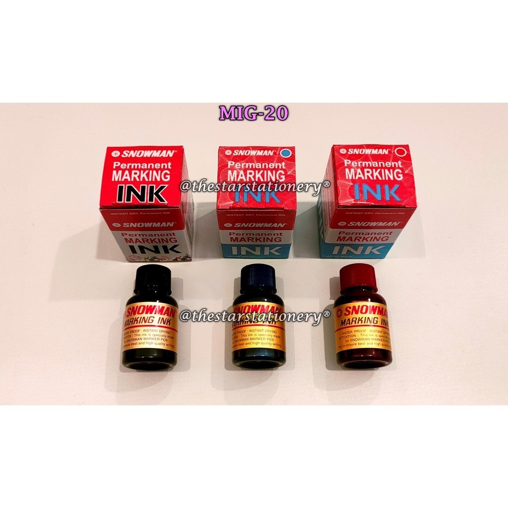 

(1 Biji) Refill Spidol Snowman Permanen MIG-20 MIG 20 / Isi Ulang Tinta Permanent Snowman MIG-20