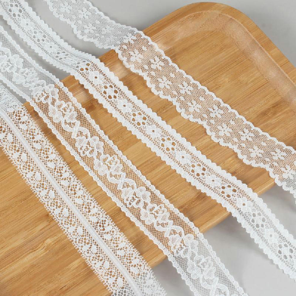 

5 Meters Lace Ribbon 25mm White Fabric for Gift wrapping Christmas Wedding Decor DIY Crafts Elastic lace Sewing accessories