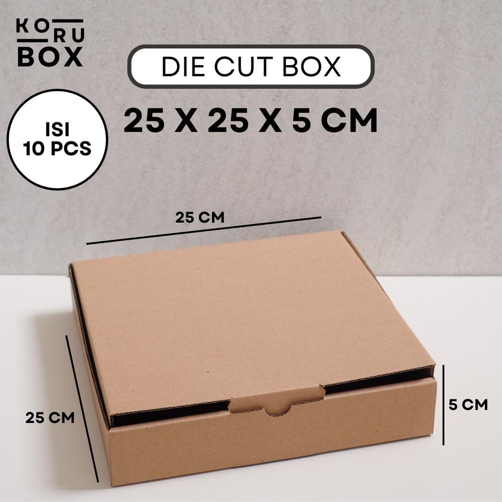 

[ISI 10] Box Kardus Karton Die Cut Mailer 25x25x5 cm Tanpa Sablon - Bahan B Flute Cokelat