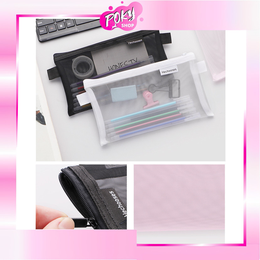 

POKY - S6227 Kotak Pensil Jaring Transparan / Pouch Resleting Kapasitas Besar