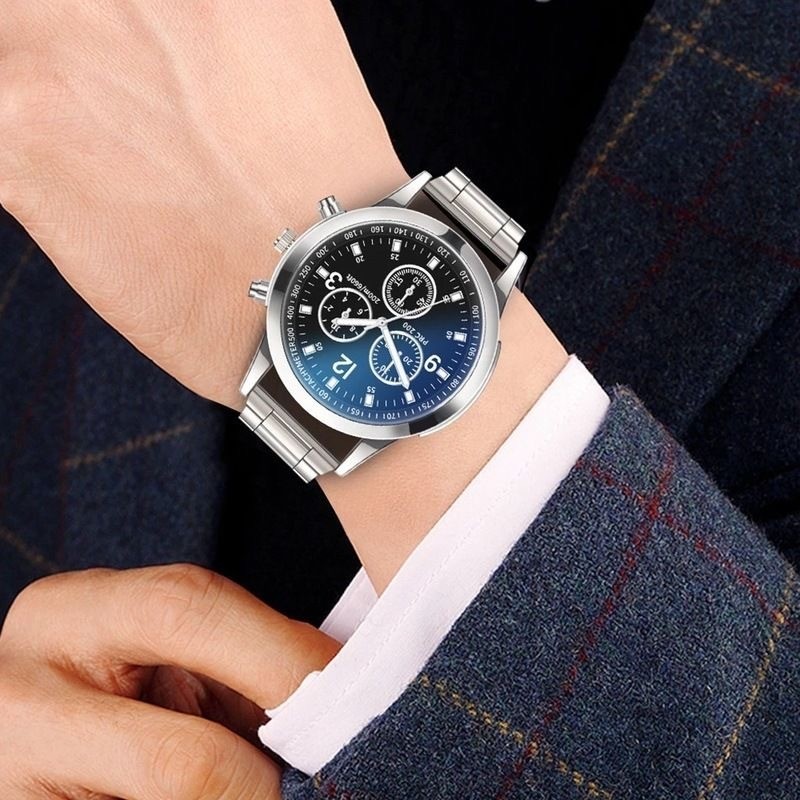 Muraba Jam Tangan Pria Stainless Analog Murah Elegan Fashion Terbaru warna HITAM