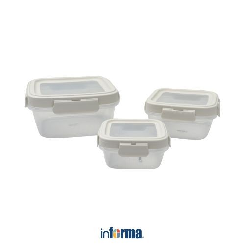INFORMA APPETITE SET 3 PCS ARIO WADAH MAKANAN SQUARE FOOD CONTAINER KOTAK MAKAN FOOD GRADE SERBAGUNA