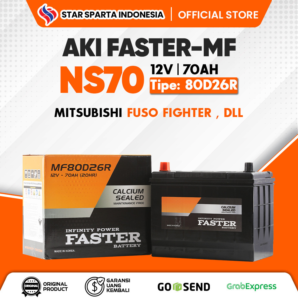 Faster MF - Aki NS70 12V 70Ah untuk Mitsubishi Fuso Fighter