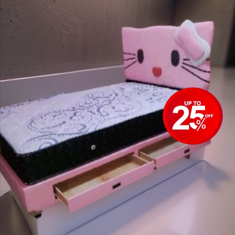 tempat tidur divan karakter anak hello kitty plus laci tanpa kasur