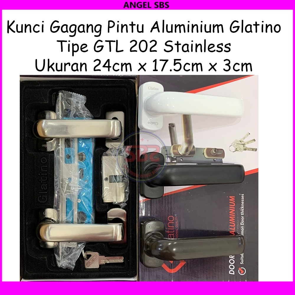 GLATINO Kunci 202 - Kunci Gagang Pintu Aluminium Glatino Tipe GTL 202 - KUNCI LEVER HANDLE 202 GLATI