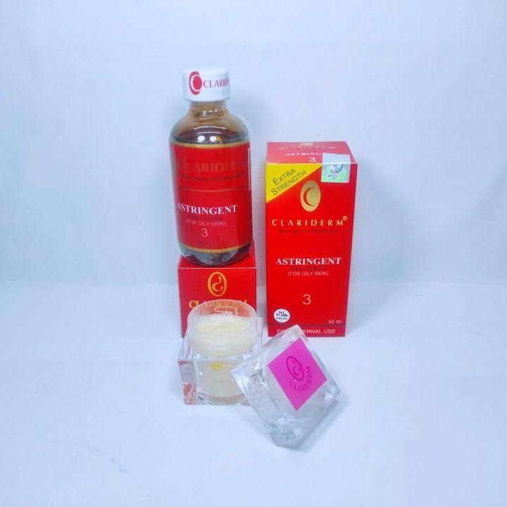 RRB _ Toner Claridem Ori No 3 Asli 60ml Plus Cream Clariderm Super Siang Malam